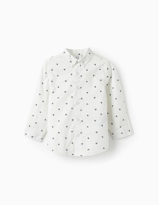 Camisa de Algodón con Estampado para Bebé Niño 'Golondrinas', Blanco