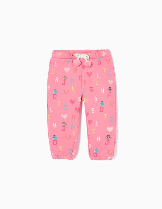 Cotton Joggers for Baby Girls 'Letters', Pink