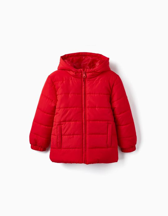 Quilted Jacket with Hood for Boys, Red