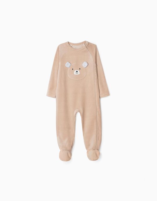 Velour sleepsuit for Baby Boys 'Bear', Beige