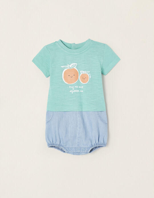 Cotton Jumpsuit for Newborn Baby Boys 'Orange', Green/Blue