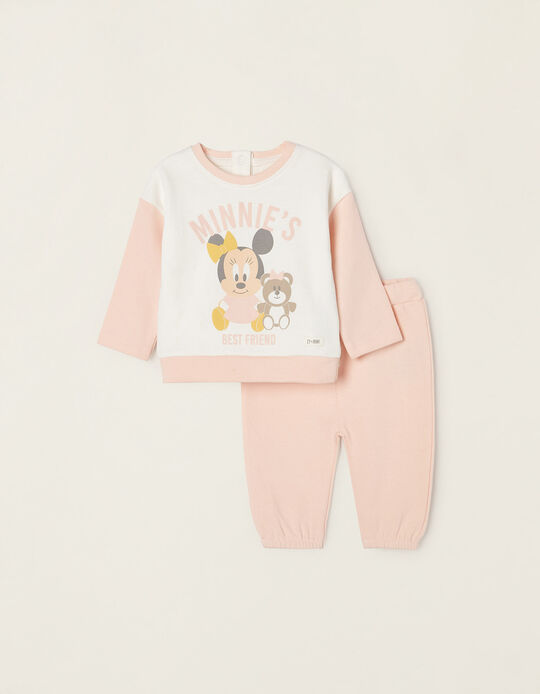 Cotton Tracksuit for Newborn Baby Girls 'Minnie', Pink/White