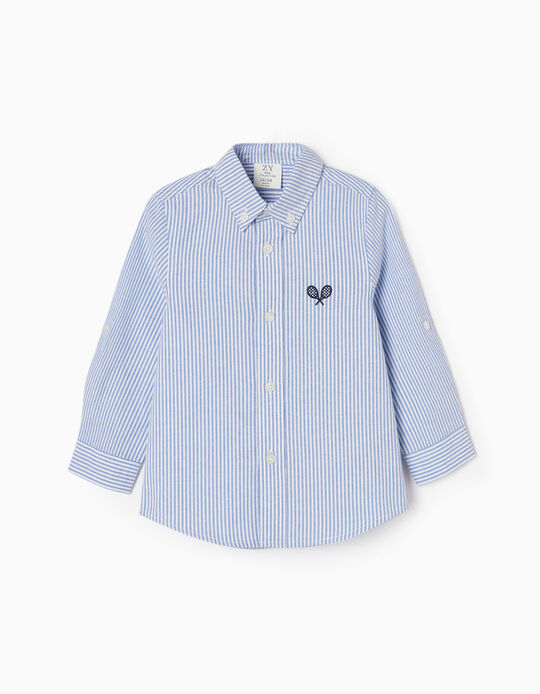 Striped Shirt in Cotton for Baby Boys 'B&S', White/Dark Blue