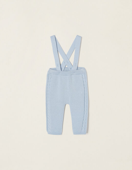 Knitted Trousers with Braces for Newborn Baby Boys, Blue