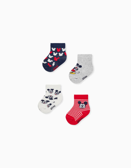 Pack of 4 Pairs of Socks for Baby Boys 'Mickey', Multicolour