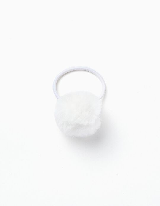 Comprar Online Elástico de Cabelo com Pompom para Bebé e Menina, Branco