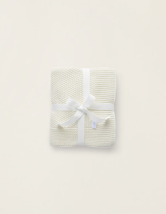 Buy Online Knitted Blanket Plain 75X90Cm Zy Baby White