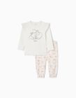 Pijama em Algodão para Bebé Menina 'Dumbo', Branco/Rosa