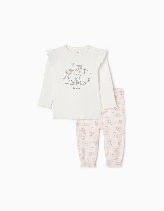 Pijama de Algodón para Bebé Niña 'Dumbo', Blanco/Rosa