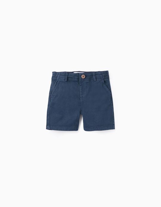 Chino Twill Shorts for Baby Boys, Dark Blue