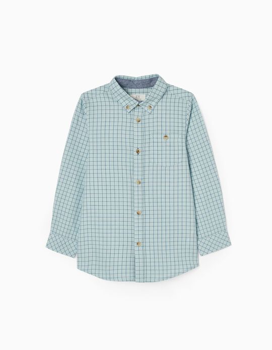 Cotton Plaid Shirt for Boys, Blue