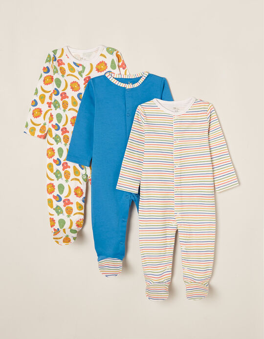 3 Sleepsuits for Baby Boys 'Tropical', Multicoloured