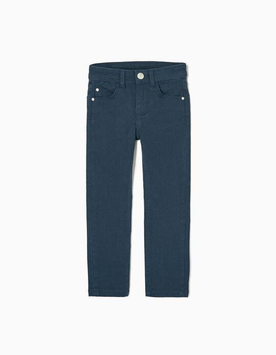 Twill Cotton Trousers for Boys 'Skinny Fit', Dark Blue