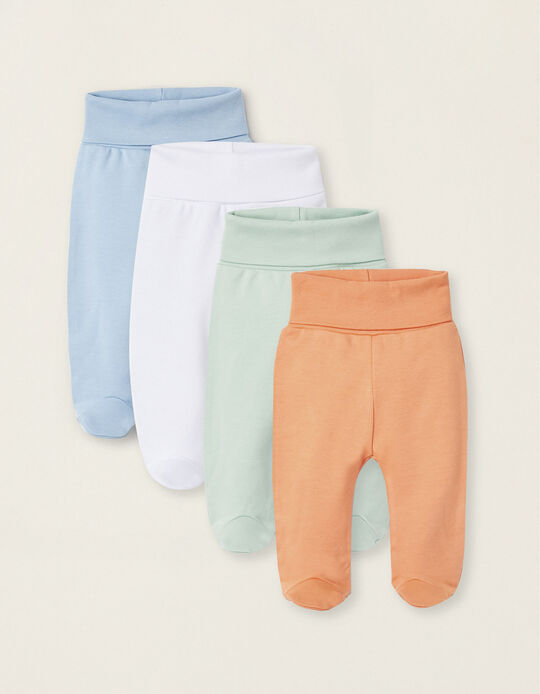 Pack of 4 Footed Trousers for 'Extra Comfy' Newborns, Multicolour