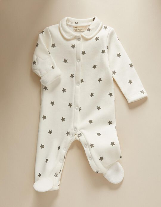 Sleepsuit with Thermal Effect for Newborn Babies 'Stars', White
