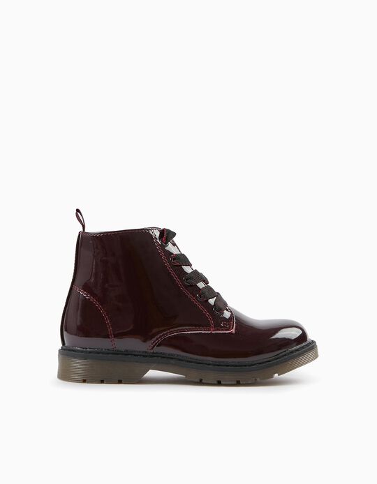 Patent Boots for Girls, Burgundy
