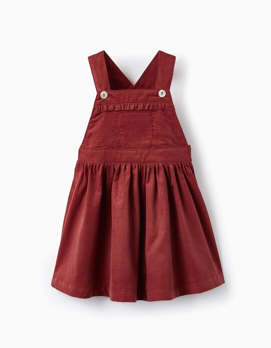 Corduroy Bodysuit for Baby Girls, Dark Red