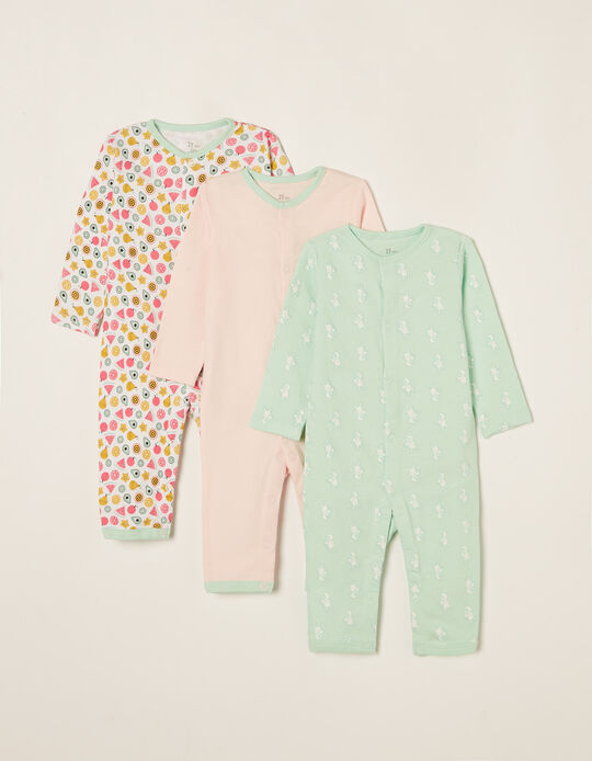 3 Sleepsuits for Baby Girls 'Bunny'', Multicoloured