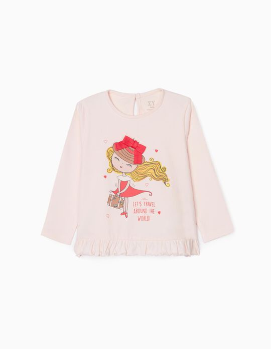 Long Sleeve T-Shirt for Baby Girls 'Adventures', Pink