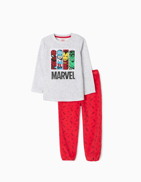 Velour Pyjamas for Boys 'Marvel', Grey/Red