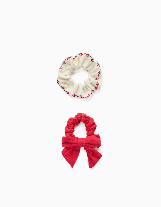 2 Scrunchies for Babies and Girls, Blue/Red