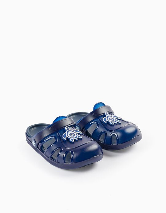 Clogs Sandals for Boys 'Turtle- Delicious', Dark Blue