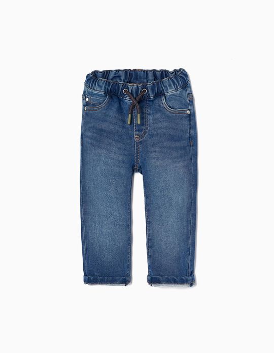 Cotton Sporty Jeans for Baby Boys, Blue