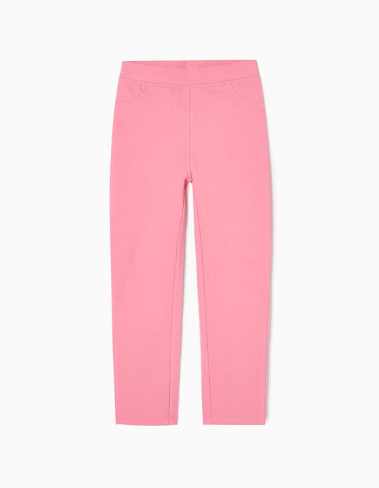 Brushed Cotton Jeggings for Girls, Pink