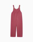 Plaid Strappy Jumpsuit for Girls, Pink