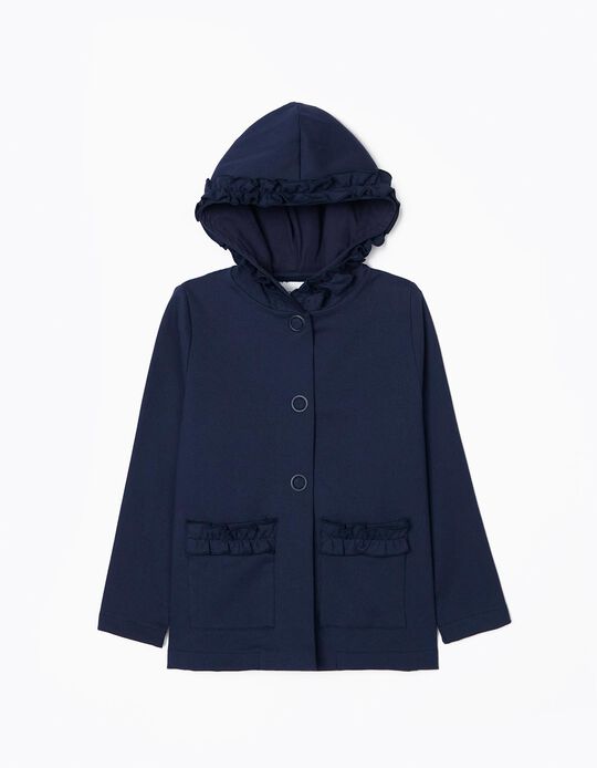 Hooded Jacket for Girls, Dark Blue