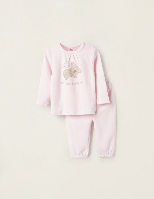Velvet Pyjama for Baby Girls 'Dear Dad', Pink