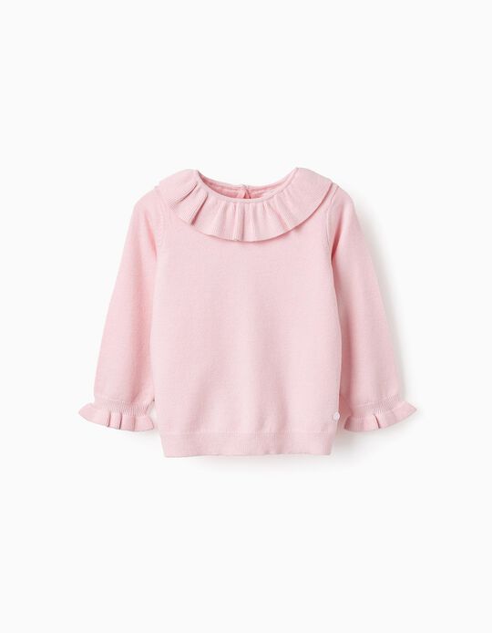 Buy Online Knit Jumper with Ruffles for Baby Girls, Pink