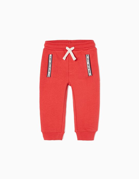 Cotton Joggers for Baby Boys 'Small but Loud', Red