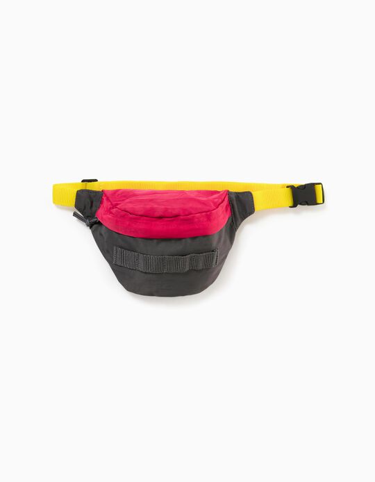 Bolsa de cintura para Menino Tricolor, Cinza/Vermelho/Amarelo