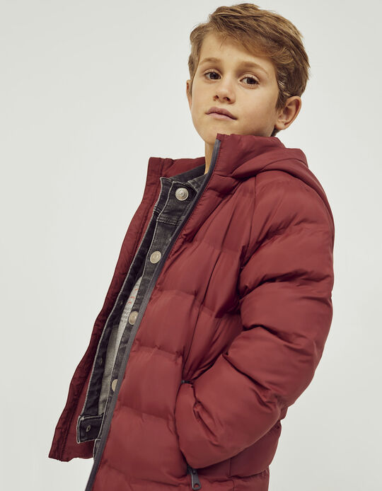 Padded Puffer Jacket for Boys 'ZY 96', Dark Red