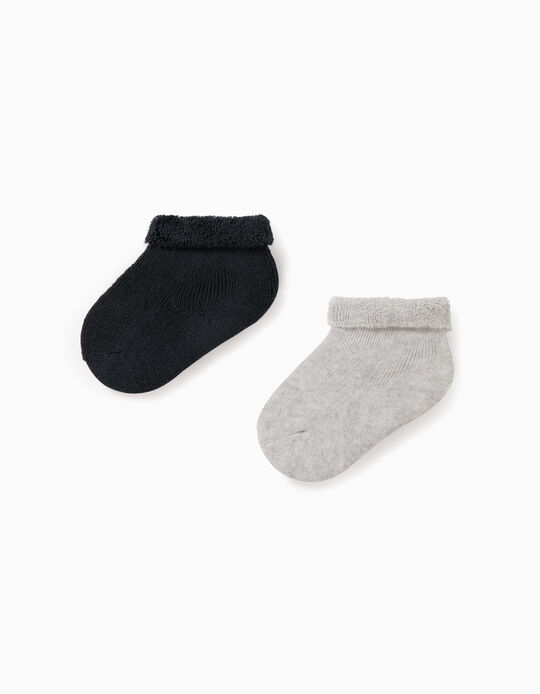 2 Pairs of Socks for Baby Boys, Dark Blue/Grey