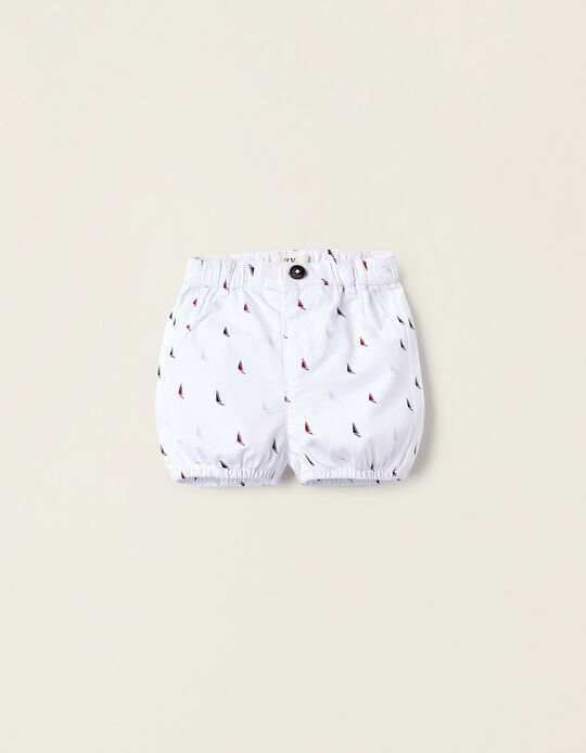 Patterned Shorts for Newborn Boys 'Sailboat', White