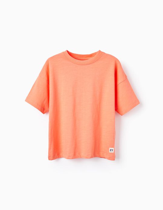 T-shirt de Algodão para Menino, Coral