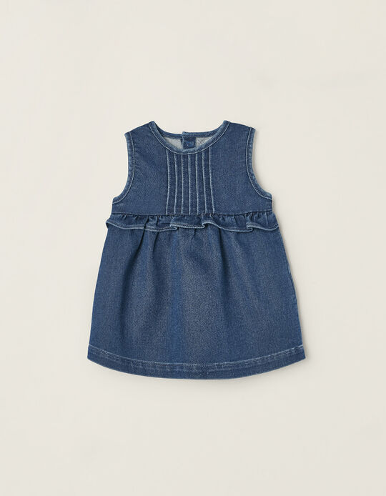 Denim Dress in Cotton for Newborn Baby Girls, Blue