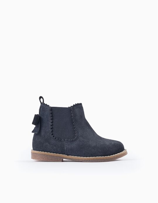 Buy Online Suede Leather Boots for Baby Girls, Dark Blue
