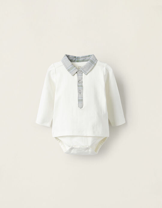 Long Sleeve Bodysuit for Newborns, White