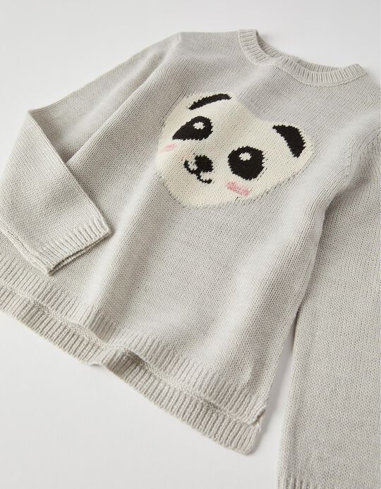 Camisola de Malha para Menina 'Panda', Cinza