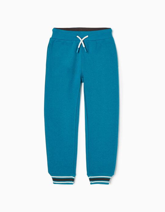 Pantalon de Sport en Coton Garçon, Turquoise
