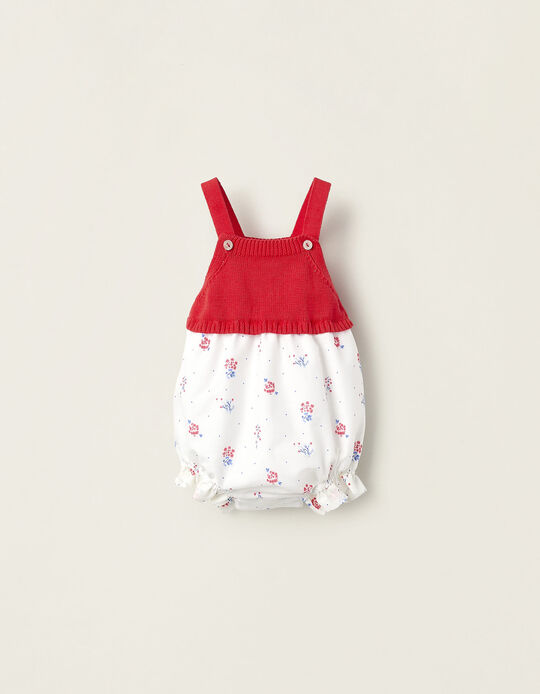 Buy Online Dual-fabric Jumpsuit for Newborn Girls, Red/White