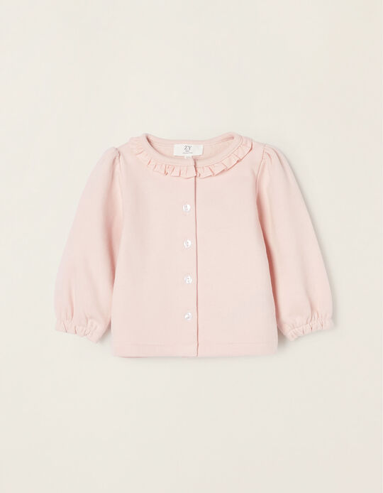 Cotton Jersey Jacket for Newborn Baby Girls, Pink