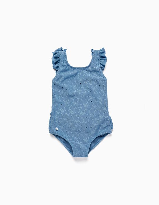 Floral Swimsuit with Ruffles for Baby Girls 'You&Me', Blue