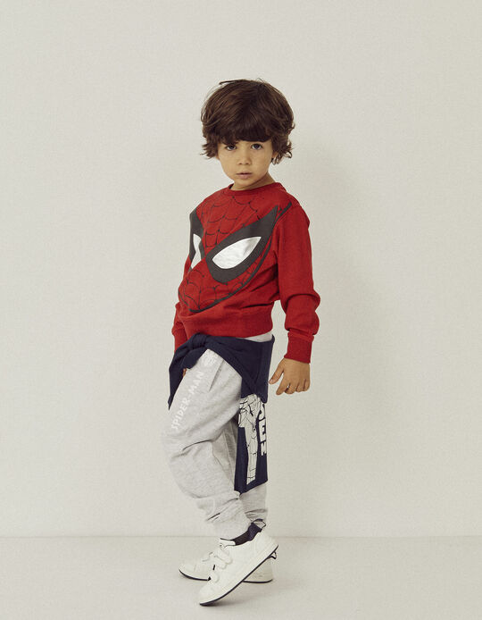 Brushed Cotton Sweatshirt for Boys 'Spider-Man', Red