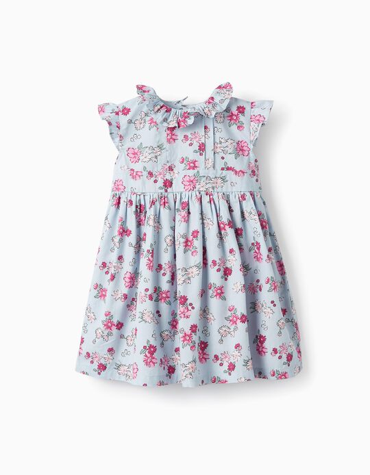 Floral Dress with Ruffles for Baby Girls, Light Blue