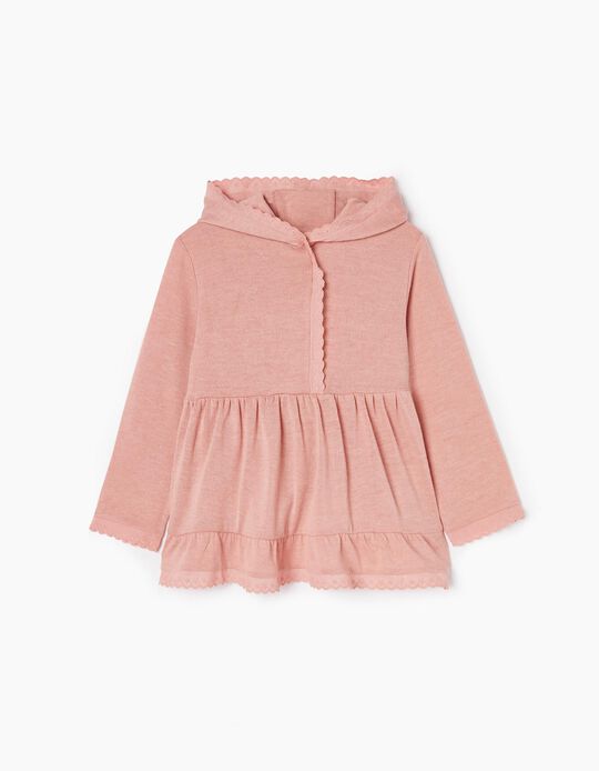 Knitted Blouse with Hood for Girls, Pink