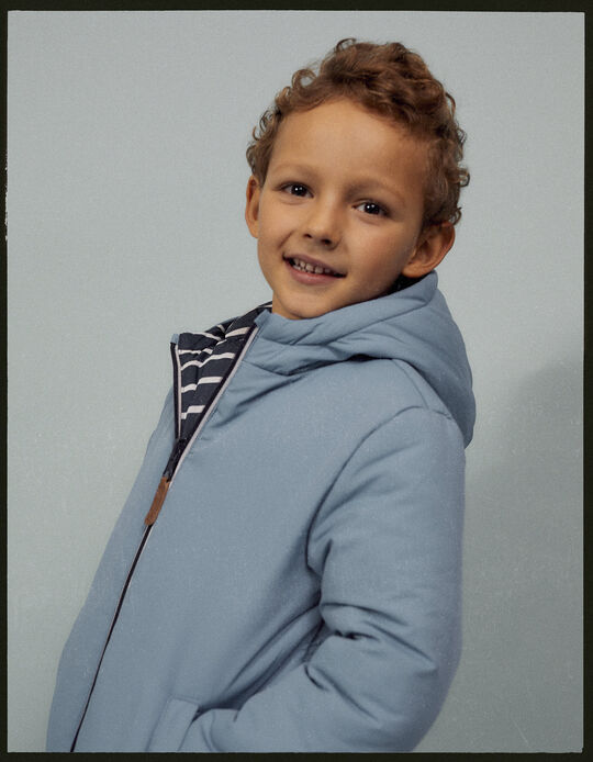 Reversible Padded Jacket for Boys, Blue/Striped